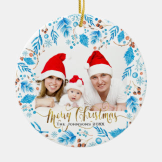 Adorno De Cerámica Elegante Personalizado del patrón invernal Navidad