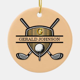 Adorno De Cerámica Elegante Personalizado Golf Monograma Diseño