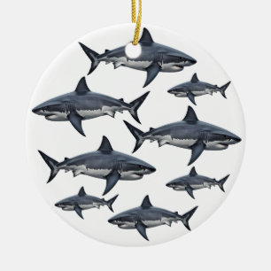Adorno De Cerámica Elegante pez tiburón azul y blanco Personalizado