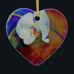 Adorno De Cerámica Elegante pintura de color de orquídea boho<br><div class="desc">Elegante y romántico cuadro de orquídeas blancas de Hawái por H Cooper</div>