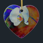 Adorno De Cerámica Elegante pintura de color de orquídea boho<br><div class="desc">Elegante y romántico cuadro de orquídeas blancas de Hawái por H Cooper</div>