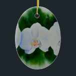 Adorno De Cerámica Elegante pintura de orquídeas de color blanco trop<br><div class="desc">pintura romántica y elegante de color blanco en orquídea de H cooper</div>