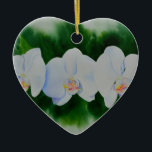 Adorno De Cerámica Elegante pintura de orquídeas de color blanco trop<br><div class="desc">pintura romántica y elegante de color blanco en orquídea de H cooper</div>