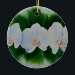 Adorno De Cerámica Elegante pintura de orquídeas de color blanco trop<br><div class="desc">pintura romántica y elegante de color blanco en orquídea de H cooper</div>