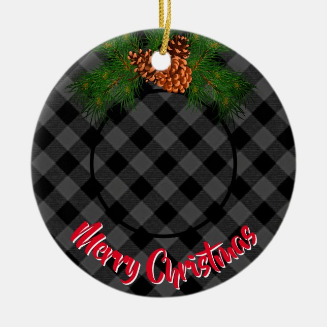 Adorno De Cerámica Elegante plantilla de fotografía de pinecone de ch (Frente)