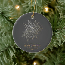 Elegante Poinsettia de contorno dorado sobre fondo