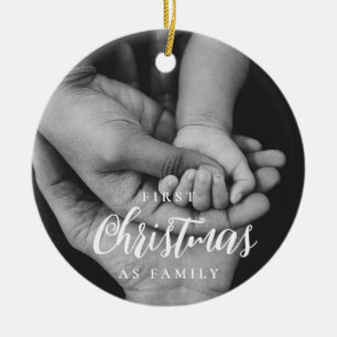 Adorno De Cerámica Elegante primera Navidad como foto familiar