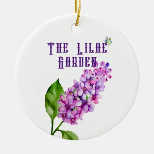 Adorno De Cerámica Elegante rama lila acuarela (Frente)