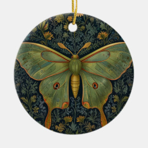 Adorno De Cerámica Elegante retro boho Luna moth botánico