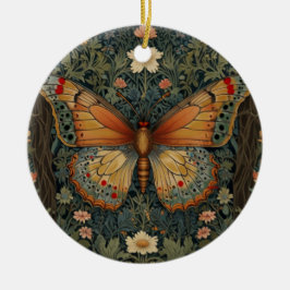Adorno De Cerámica Elegante retro boho mariposa vegetación botánica