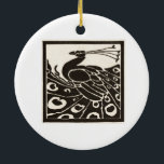 ADORNO DE CERÁMICA ELEGANTE ROSA BLANCA NEGRA<br><div class="desc">Elegante pavo real Art Nouveau en blanco y negro</div>