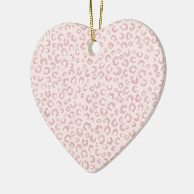 Adorno De Cerámica Elegante Rosa Purpurina de oro Leopard Animal Prin (Izquierda)