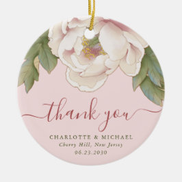 Adorno De Cerámica Elegante Rubor Peony Floral Gracias Favor De Boda