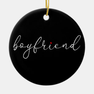 Adorno De Cerámica Elegante Script Love Heart Boyfriend Definición