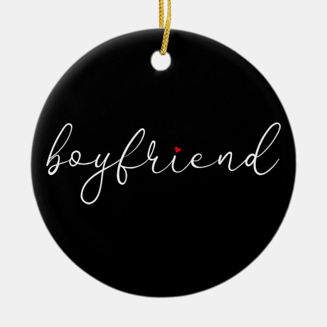 Adorno De Cerámica Elegante Script Love Heart Boyfriend Definición (Frente)