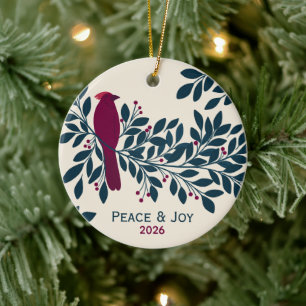 Adorno De Cerámica Elegante tarjeta de invierno personalizada para la