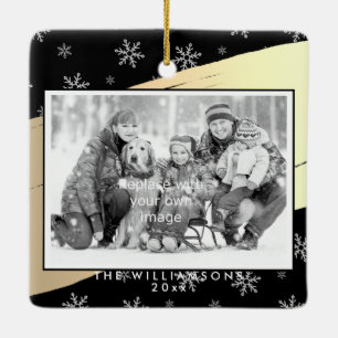 Adorno De Cerámica Elegante temporada de saludos Oro salpicado de neg