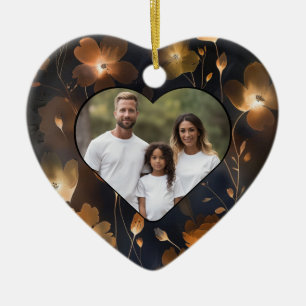 Adorno De Cerámica Elegante terra cotta de cobre dorado negro floral