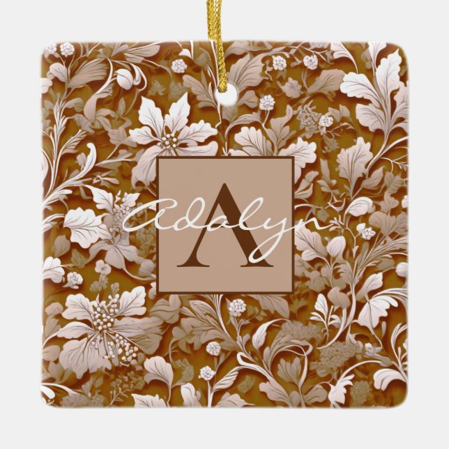 Adorno De Cerámica Elegante terracota vintage boho floral (Anverso)