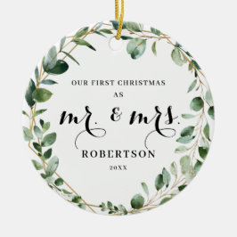 Adorno De Cerámica Elegante vegetación geométrica Primera Navidad