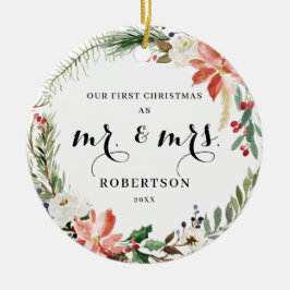 Adorno De Cerámica Elegante vegetación Poinsettia Primera Navidad