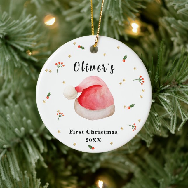 Adorno De Cerámica Elegante y elegante Navidades de Santa Hat Baby (Árbol)