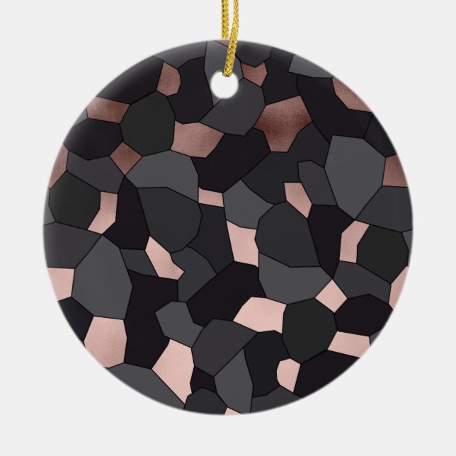 Adorno De Cerámica Elegante y elegante rosa gris dorado y mosaico neg (Frente)