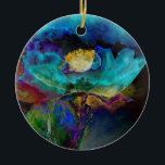 Adorno De Cerámica Elegante y romántico cuadro verde azulado de acuar<br><div class="desc">Una bonita y elegante pintura colorida verde azulada con motivos florales,  abstracta y original,  realizada por H Cooper.</div>