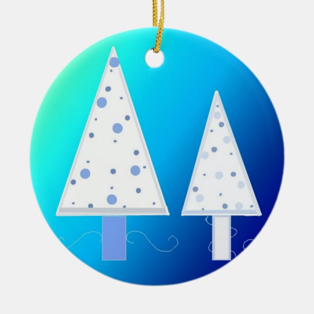 Adorno De Cerámica Elegantes árboles blancos de Navidad (Frente)