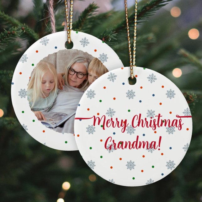 Adorno De Cerámica Elegantes copos de nieve y puntos foto personaliza (Subido por el creador)