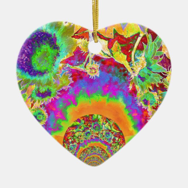 Adorno De Cerámica Elegantes girasoles bohemios retro (Frente)