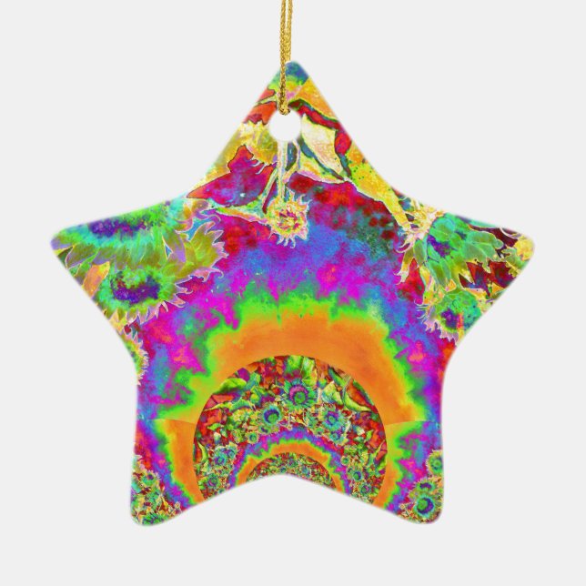 Adorno De Cerámica Elegantes girasoles bohemios retro (Frente)