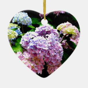 Adorno De Cerámica Elegantes jardines de hortensias florales color pú