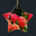 Adorno De Cerámica Elegantes naranjas rojos  rosas florales<br><div class="desc">rosa de coral romántico - foto de H Cooper</div>
