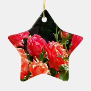 Adorno De Cerámica Elegantes naranjas rojos  rosas florales