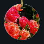 Adorno De Cerámica Elegantes naranjas rojos  rosas florales<br><div class="desc">rosa de coral romántico - foto de H cooper</div>