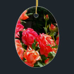 Adorno De Cerámica Elegantes naranjas rojos  rosas florales<br><div class="desc">rosa de coral romántico - foto de H cooper</div>