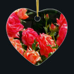Adorno De Cerámica Elegantes naranjas rojos  rosas florales<br><div class="desc">rosa de coral romántico - foto de H cooper</div>