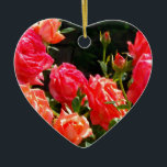 Adorno De Cerámica Elegantes naranjas rojos  rosas florales<br><div class="desc">rosa de coral romántico - foto de H cooper</div>