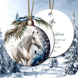 Adorno De Cerámica Elegantes Navidades azules hípicos hípicos