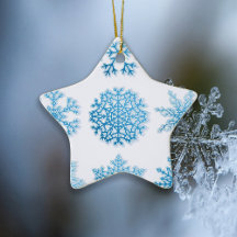 Elegantes Navidades blancos con copas de nieve azu