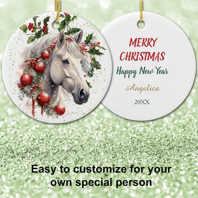 Adorno De Cerámica Elegantes Navidades Caballo Blanco (Subido por el creador)