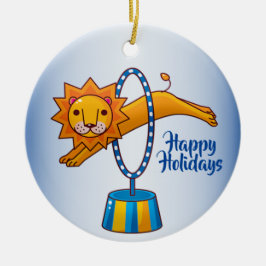 Adorno De Cerámica Elegantes Navidades Circus Lion Holidays Blue
