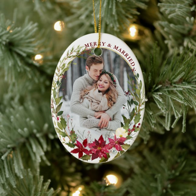 Adorno De Cerámica Elegantes Navidades de fotografía casados con merr (Árbol)