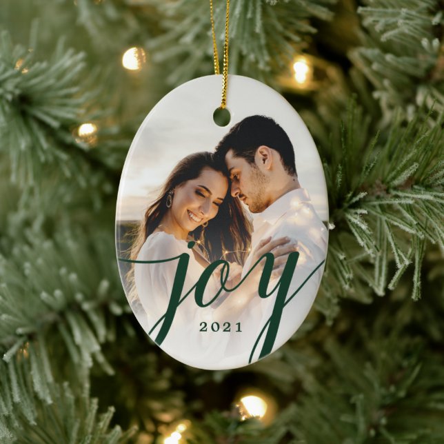Adorno De Cerámica Elegantes Navidades de fotografías de joy verde (Árbol)