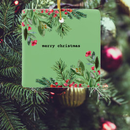 Adorno De Cerámica Elegantes Navidades de máquina de escribir Foliage