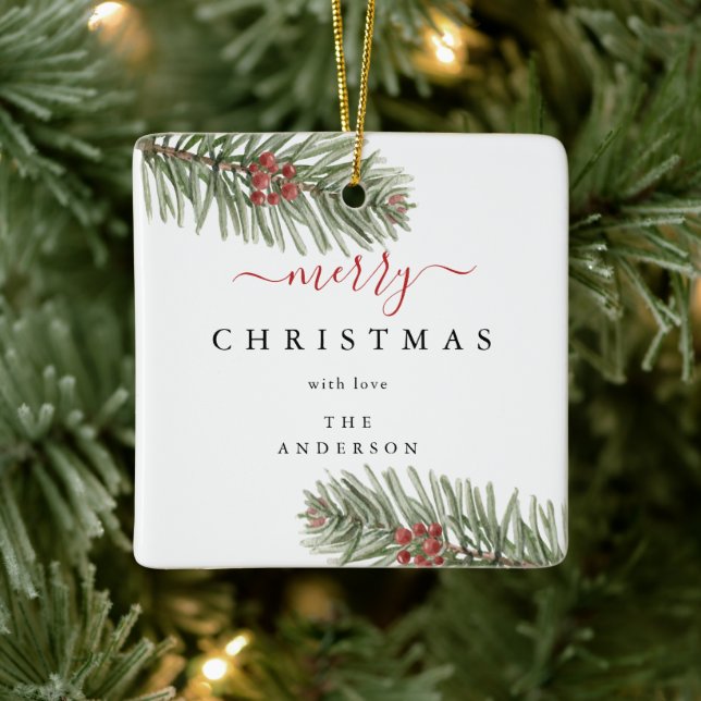 Adorno De Cerámica Elegantes Navidades de pino rústico moderno (Árbol)