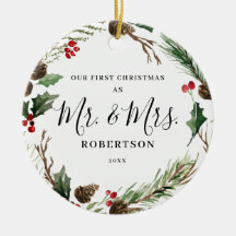 Elegantes Navidades Greenery Sr. y la Sra.