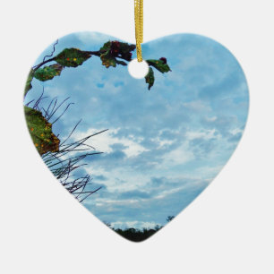 Adorno De Cerámica Elegantes Navidades Holly, cielo azul