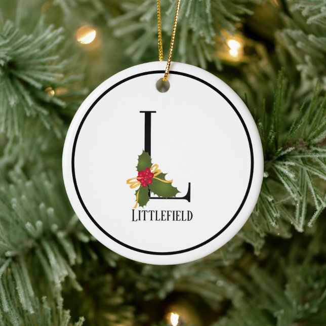 Adorno De Cerámica Elegantes Navidades Holly Monograma L (Árbol)